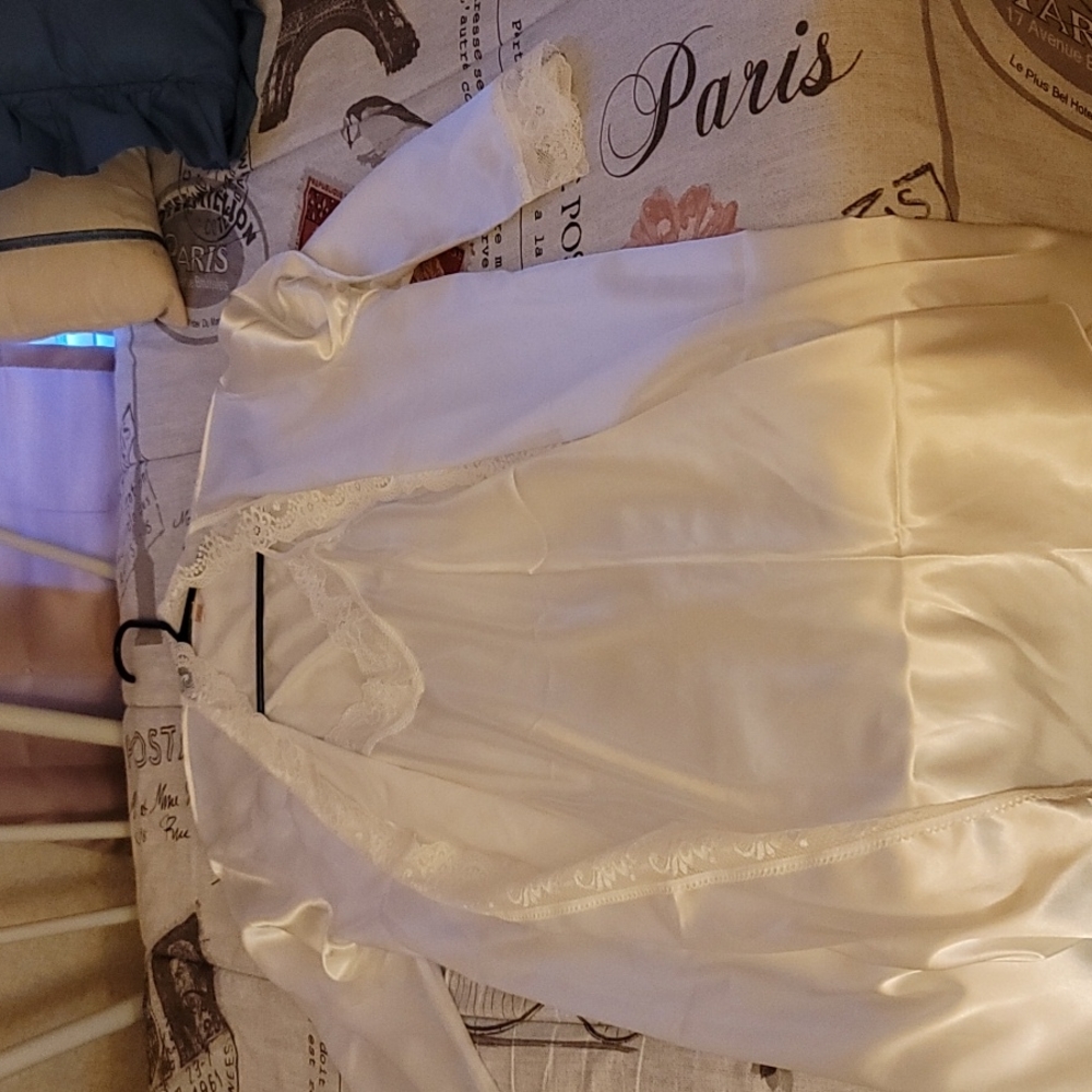 White satin robe and gown